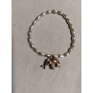 Stretch Silver Elephant Charm Beaded Bracelet